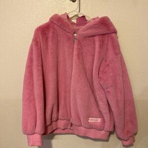 F21 Fuzzy Pink Jacket Size Large